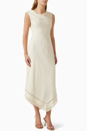 FAITHFULL THE BRAND Alva Midi Dress in Linen-blend