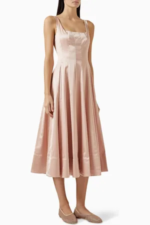 Staud Wells Midi Dress in Satin