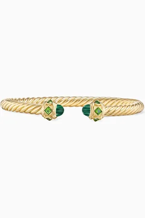 David Yurman Renaissance® Bracelet with Malachite & Chrome Diopside in 18kt Yellow Gold