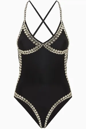 Norma Kamali Stud-embellished Slip One-piece Swimsuit