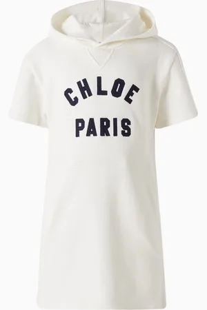 Chloé Logo Hooded Dress in Organic Cotton