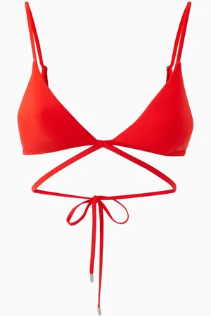 Simkhai Harlen Tie-up Bikini Top in Stretch Nylon