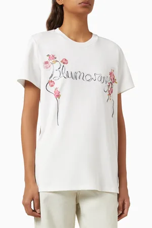 BLUMARINE Embellished Logo T-shirt in Cotton Jersey