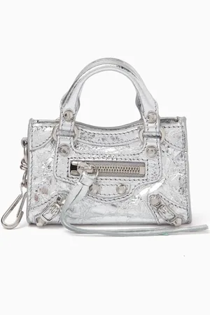 Balenciaga Micro Le City Charm Bag in Metallized Arena Lambskin