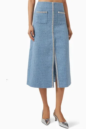 Maje Sequin-embellished Midi Skirt in Tweed