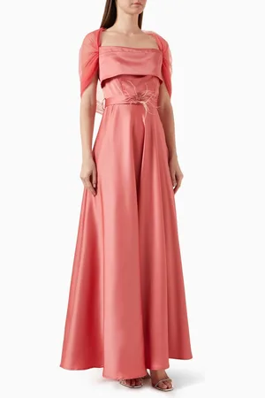 Amri Draped Tulle Cape Maxi Dress