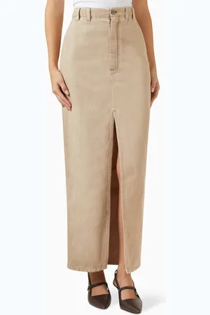 Brunello Cucinelli Monili Chino Maxi Skirt in Cotton Blend