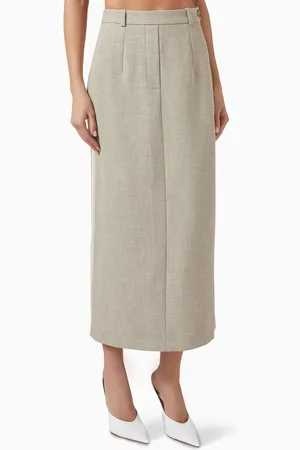 Bouguessa Alison Straight-fit Midi Skirt in Gabardine