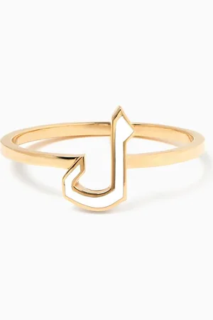 BIL ARABI Oula Enamel Letter "Lam/L" Ring in 18kt Gold