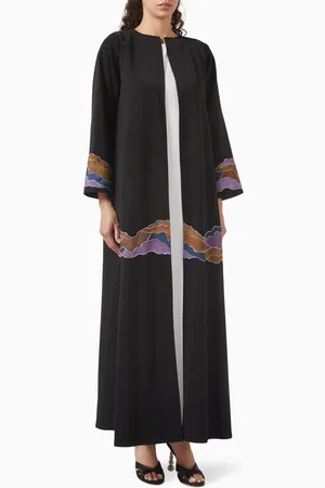SH COLLECTION Embroidered-trim Abaya Set in Poly-cotton