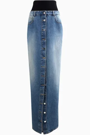Alaïa Knit-waistband Maxi Skirt in Denim