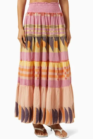 Pearl & Caviar Zakar Printed Maxi Skirt in Cotton