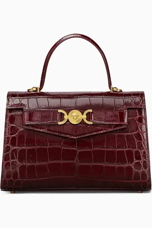 VERSACE Medium Medusa 95 Top-handle Bag in Croc-embossed Leather