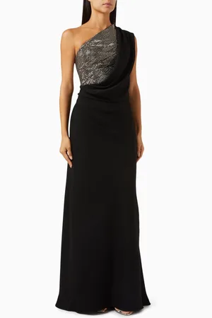 GEMY MAALOUF Crystal-embellished Draped Dress in Crepe