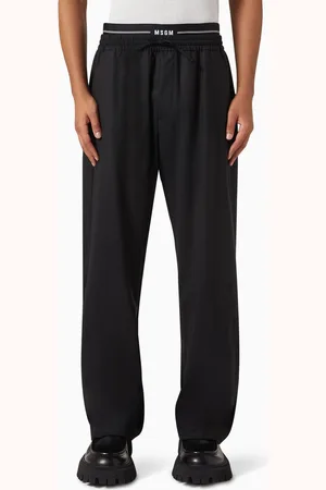 Msgm Logo Pants in Stretch-wool