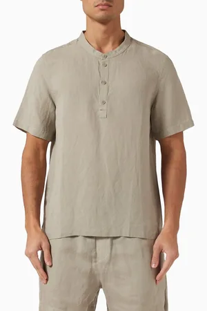ONIA Home Henley T-shirt in Linen-blend