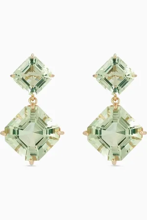 Mateo New York Asscher-cut Amethyst Drop Earrings in 14kt Yellow Gold