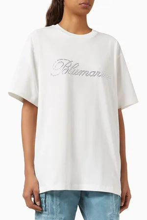 BLUMARINE Embellished Logo T-shirt in Cotton Jersey