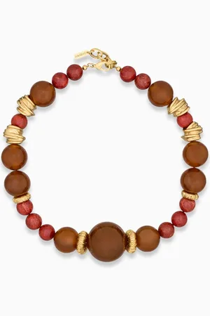Saint Laurent Bead Necklace in Coral, Resin & Metal