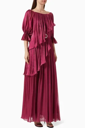 Amri Frill Pleated Maxi Dress in Organza