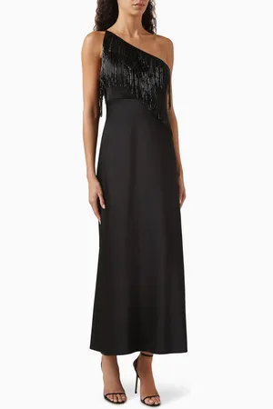Significant Other Josephine Fringed Midi Dress in Satin