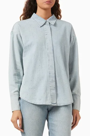 GOOD AMERICAN Crystal-embellished Shirt in Denim