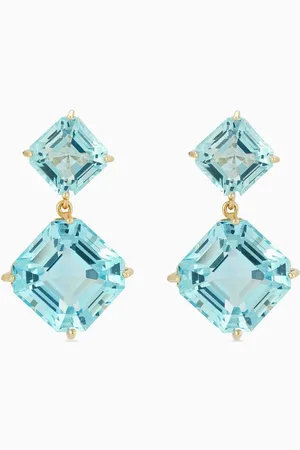 Mateo New York Asscher-cut Topaz Drop Earrings in 14kt Gold