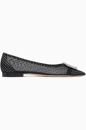 MALONE SOULIERS Lina Polka-dot Ballet Flats in Mesh & Satin