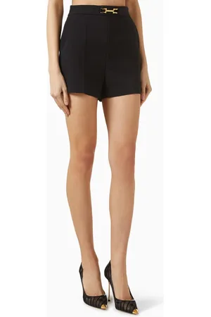 Elisabetta Franchi Logo Plaque Shorts in Crepe