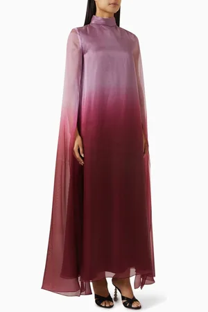 Roua AlMawally Oversized-sleeves Kaftan in Crepe