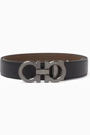 Salvatore Ferragamo Gancini Buckle Reversible Belt in Grained Calfskin