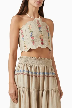 Agua Bendita Serenity Halter Blouse in Cotton Blend