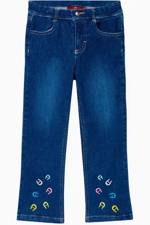 Aigner Logo Embroidered Denim Trousers in Cotton