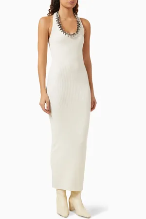 Stella McCartney Falabella Chain Midi Dress in Wool Blend