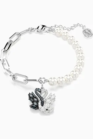 Swarovski Swan Crystal & Pearl Bracelet in Rhodium-plated Metal
