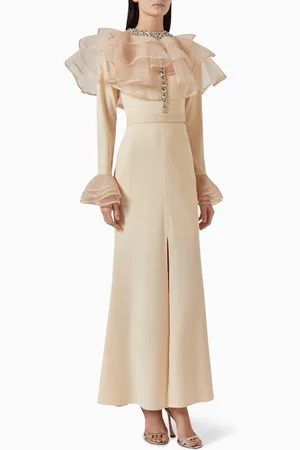 AC Embellished Ruffle Maxi Dress