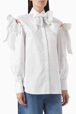 Karl Lagerfeld Studio Bow Detail Shirt in Cotton Poplin