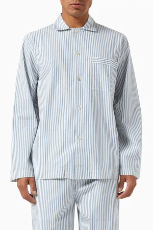 Tekla Striped Pyjama Shirt in Organic-cotton