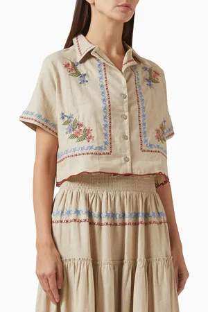 Agua Bendita Itsy Crop Shirt in Cotton Blend