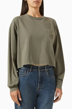 Miu Miu Logo-print Cropped Sweatshirt in Jersey