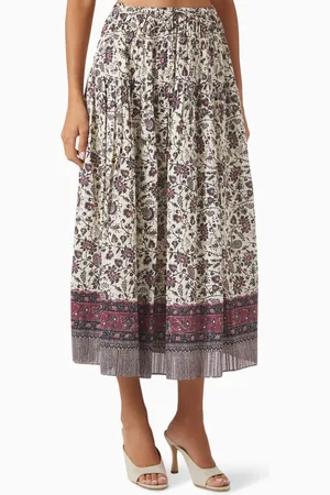 ULLA JOHNSON Avia Drawstring Maxi Skirt in Cotton Blend