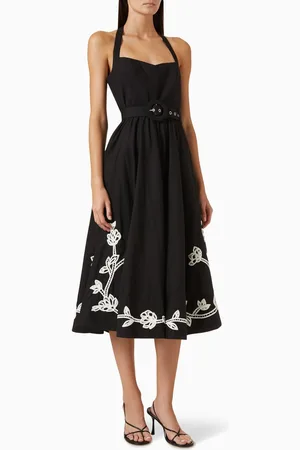Hemant & Nandita Daha Floral-embroidered Halter Dress