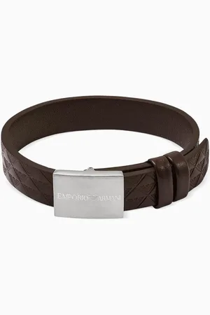 Emporio Armani Logo Strap Bracelet in Leather