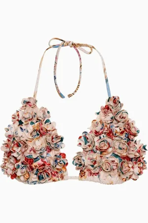 Agua Bendita Lolita 3D-appliqué Bikini Top in Recycled Polyester Blend