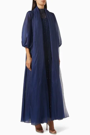 Homa Q Beaded 3-piece Abaya Set in Organza & Tulle
