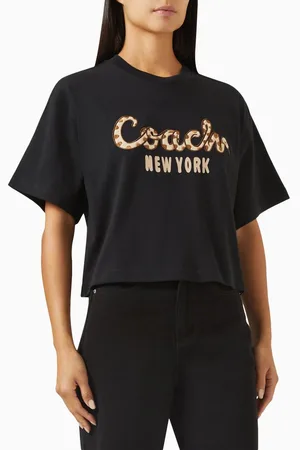 Coach Snake Script Logo T-shirt in Organic Cotton