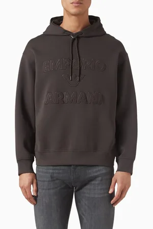 Emporio Armani Macro Logo Hoodie in Cotton Jersey
