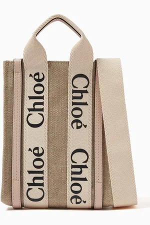 Chloé Mini Woody North South Tote Bag in Canvas