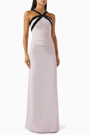 NAFSIKA SKOURTI Bow Muse Embellished Gown in Crepe