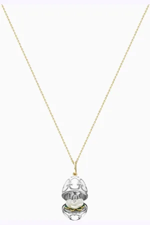 Faberge Heritage Diamond & Guilloché Rose Locket Necklace in 18kt Gold